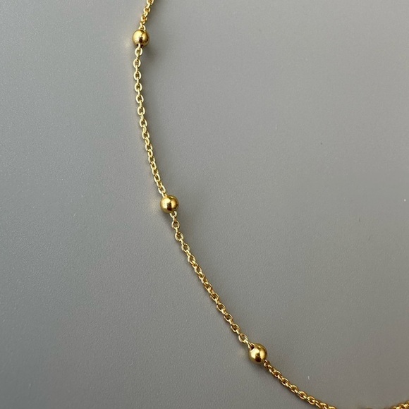 14k Gold Modern Ball Anklet - Picture 7 of 8